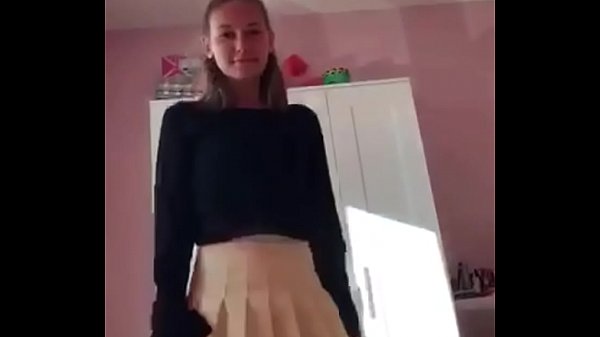 Sexy 18 Years Old Girl In Skirt Teasing & Stripping On Webcam