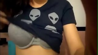 Sexy Latina Schoolgirl Showing Off Her Tits On Cam